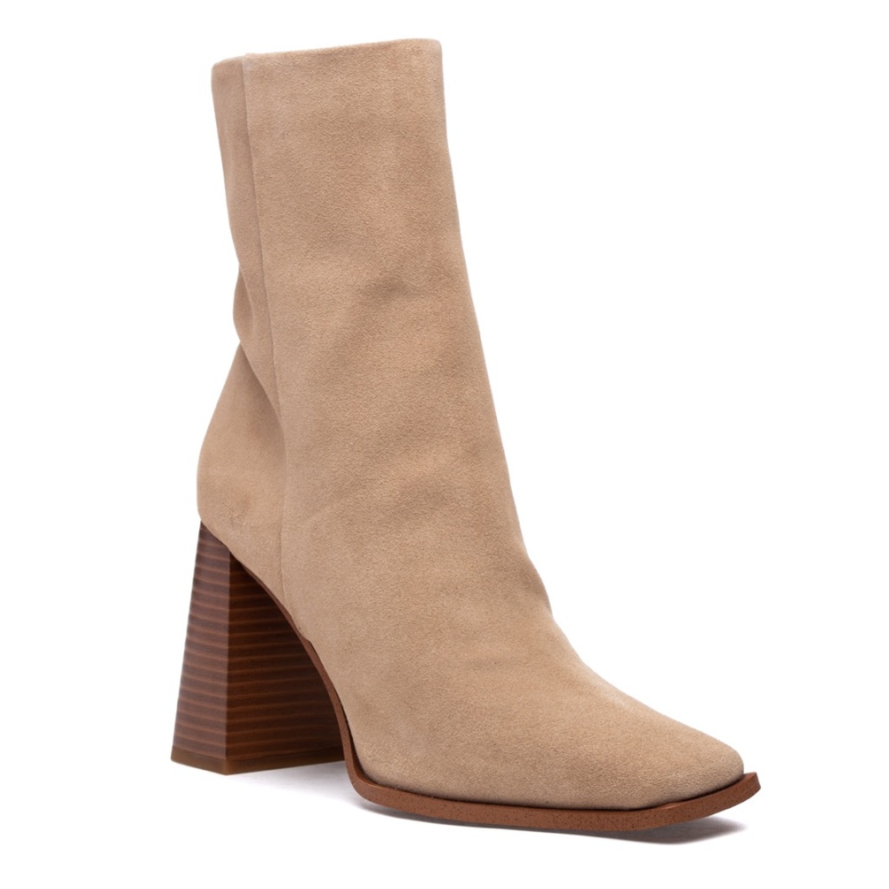 BNWT SAM EDELMAN IVETTE SESAME SUEDE BLOCK HEEL BOOTIES I3314L2250